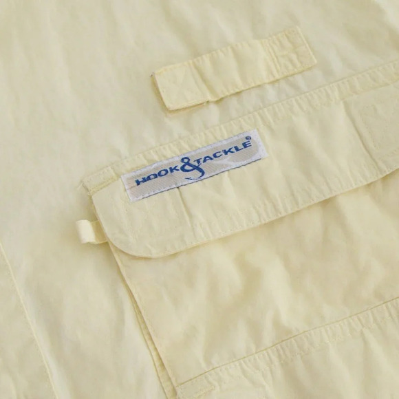 Vintage Hook & Tackle Outfitters  Technical Fishing Gear Yellow Button Up Shirt - Picture 10 of 11